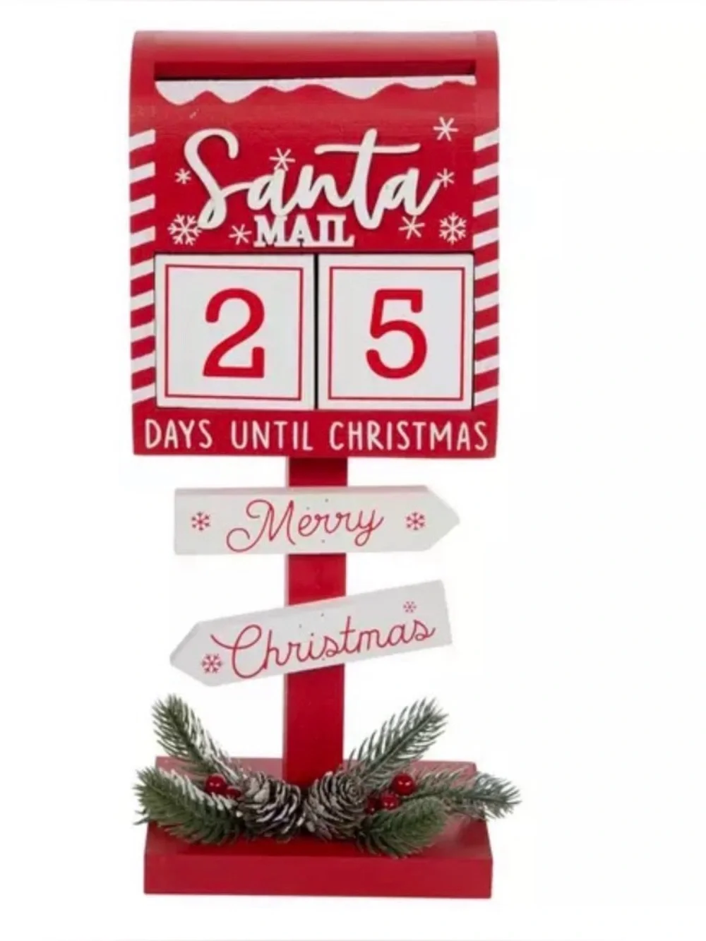 Santa Mailbox Days 'Til Christmas Countdown Calendar Santa Mail Red Countdown to